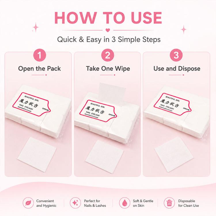 Non Woven Manicure Cleaning Pads Disposable Nail Polish Remover Pads