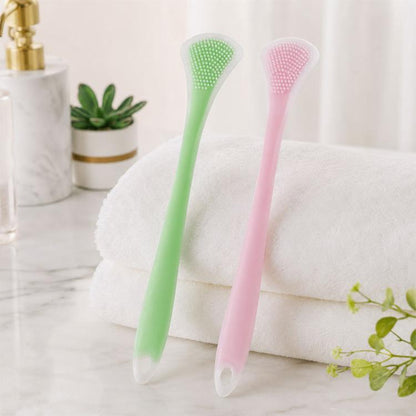 2pcs/Pack Double-Sided Silicone Tongue Scraper Oral Cleaning Tool