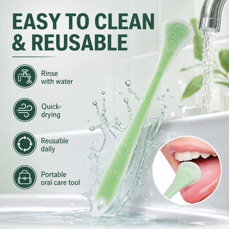 2pcs/Pack Double-Sided Silicone Tongue Scraper Oral Cleaning Tool