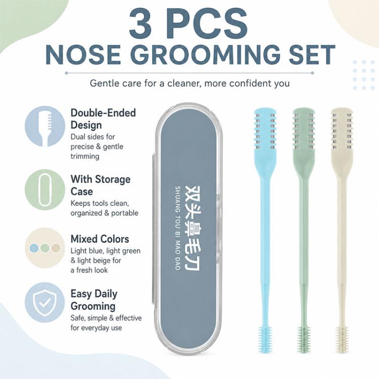 3pcs/Pack 360 Degree Rotating Double Blade Design Double Head Nose Hair Razor