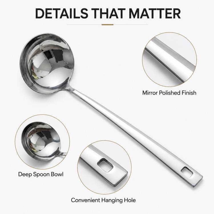 LsCook 7.2cm Stainless Steel Spoon, Soup Spoon, Strainer Spoon