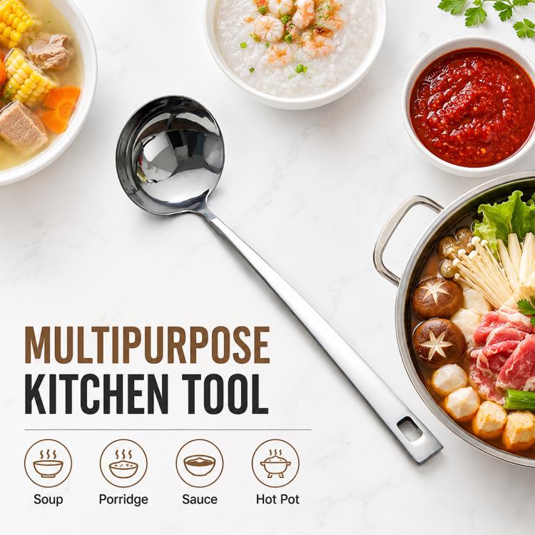 LsCook 7.2cm Stainless Steel Spoon, Soup Spoon, Strainer Spoon