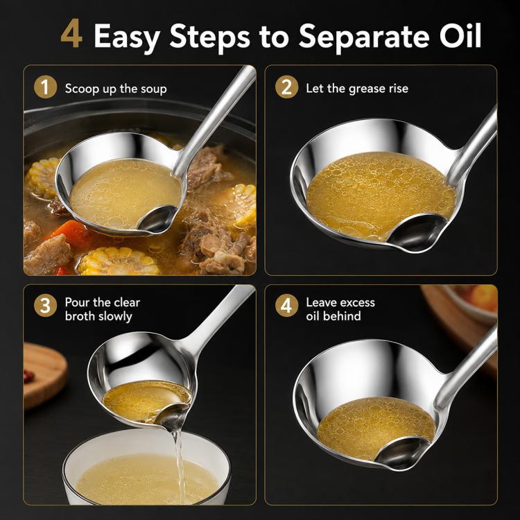 LsCook Stainless Steel Oil Separating Spoon, Oil Separating Spoon