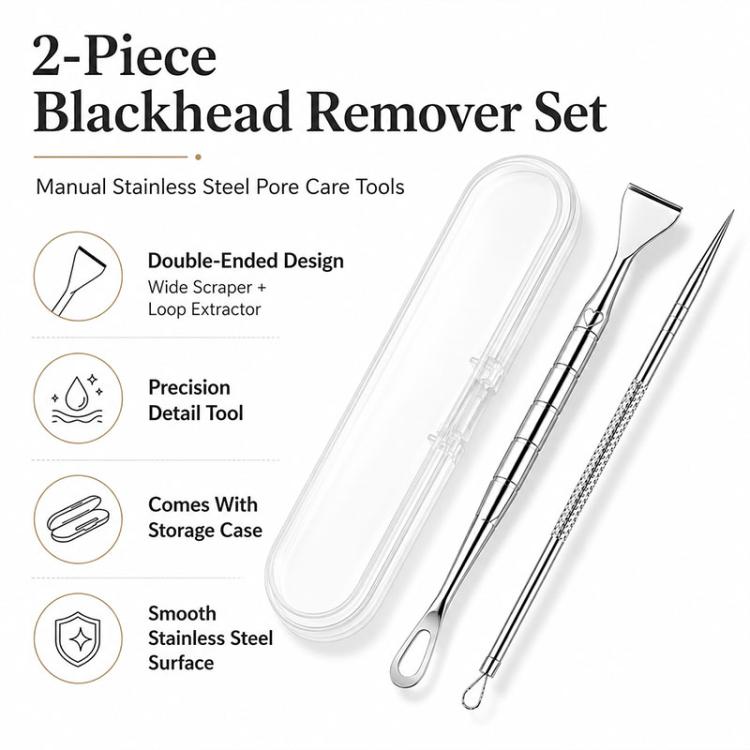 Stainless Steel Blackhead Scraper and U-Shaped Needle Set Blackhead Acne Cleaning Tool