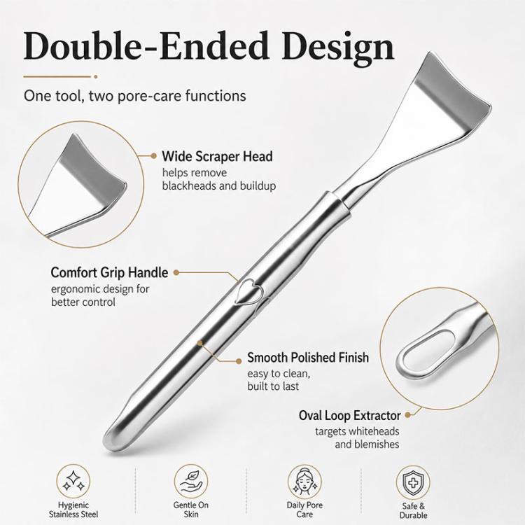 Stainless Steel Blackhead Scraper and U-Shaped Needle Set Blackhead Acne Cleaning Tool