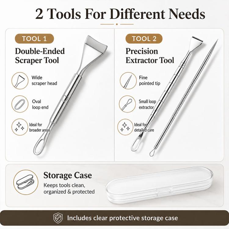 Stainless Steel Blackhead Scraper and U-Shaped Needle Set Blackhead Acne Cleaning Tool