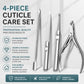4-piece cuticle care set with stainless steel nipper, pusher, fork, and nail file