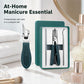 Nail care tool set in teal case with pointed slant clipper, file, and nail cleaner pick