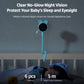 Blue wireless baby monitor camera on crib rail with night-vision lens and flexible neck