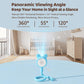 Wireless baby monitor camera with blue flexible stand and base, pan-view design shown