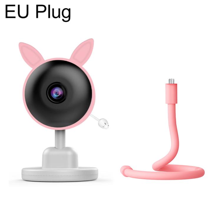 Pink EU plug wireless baby monitor camera with base stand and power cord