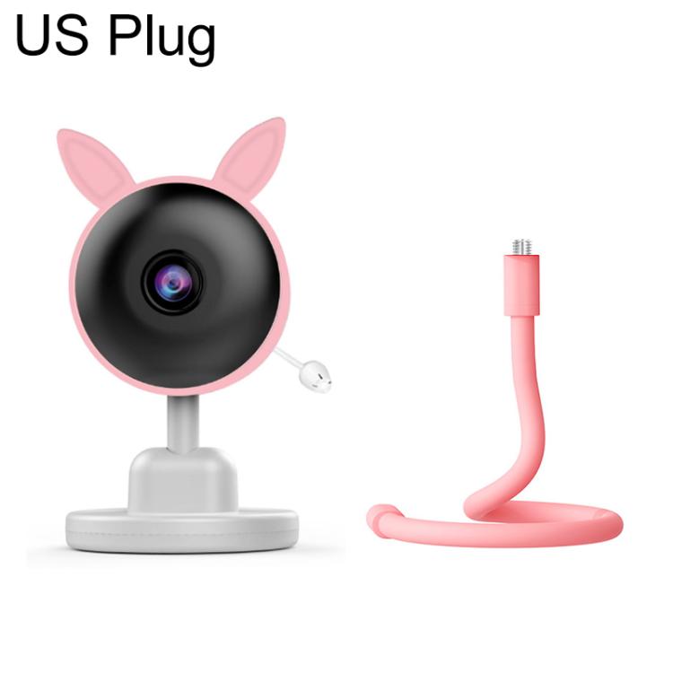 Pink US plug wireless baby monitor camera with base stand and power cord