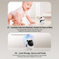 Indoor wireless baby monitor care camera with white housing and black lens, on stand