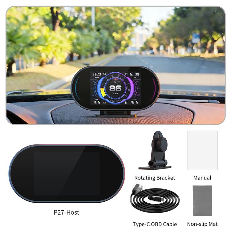 P27 Multi-functional LCD HD OBD2 GPS Gauge Speedometer, P27