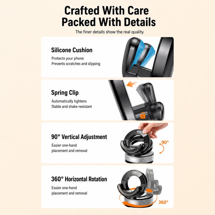 F9 Vacuum Suction Cup Phone Car Mount For Navigation Desktop Use, Basic Model, Parking Number Plate