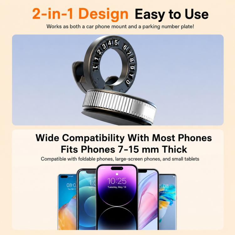 F9 Vacuum Suction Cup Phone Car Mount For Navigation Desktop Use, Basic Model, Parking Number Plate