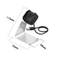 Grey aluminum alloy charger holder with black dock; size 113x75x59mm shown