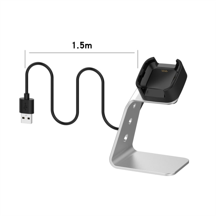 Grey aluminum alloy charger stand with black dock and 1.5m USB charging cable