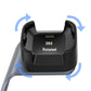Black 360° rotating charger dock on a grey aluminum holder