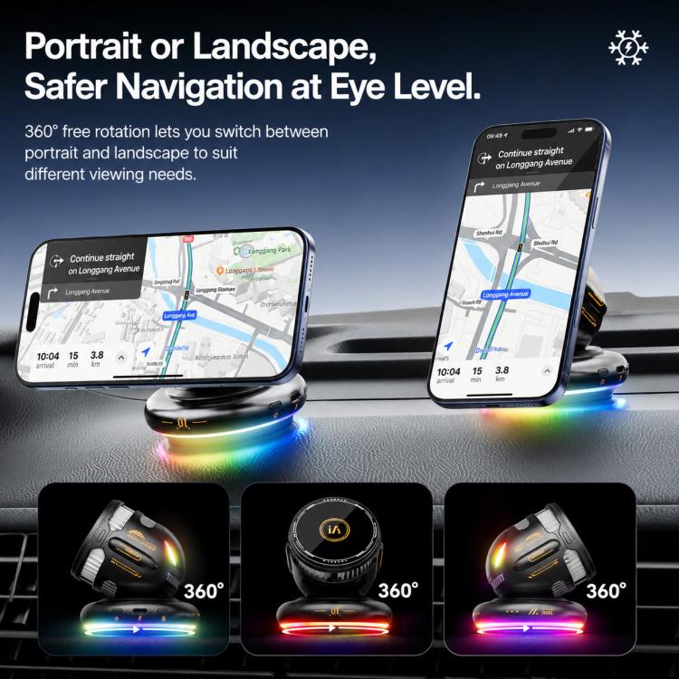 D3 15W Ice Magnetic Cooling RGB Car Mount Wireless Charging Phone Holder