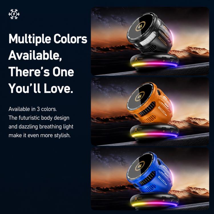 D3 15W Ice Magnetic Cooling RGB Car Mount Wireless Charging Phone Holder