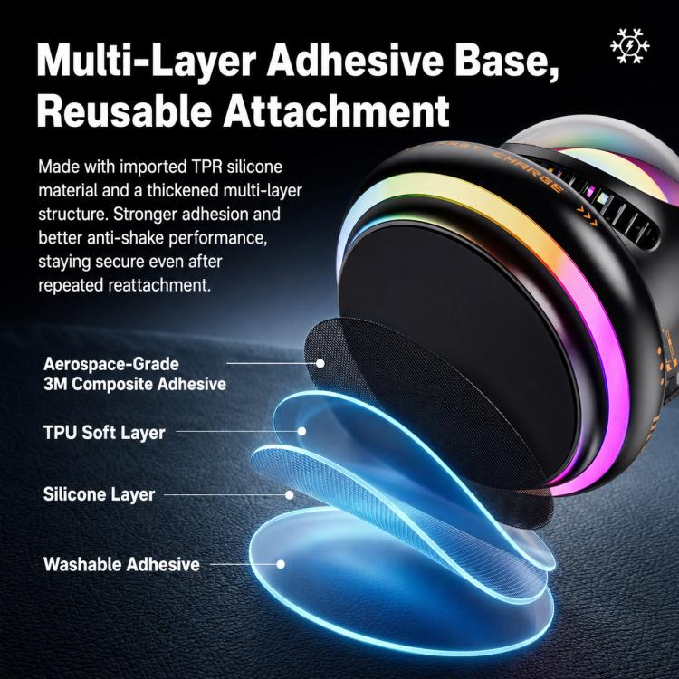 D3 15W Ice Magnetic Cooling RGB Car Mount Wireless Charging Phone Holder