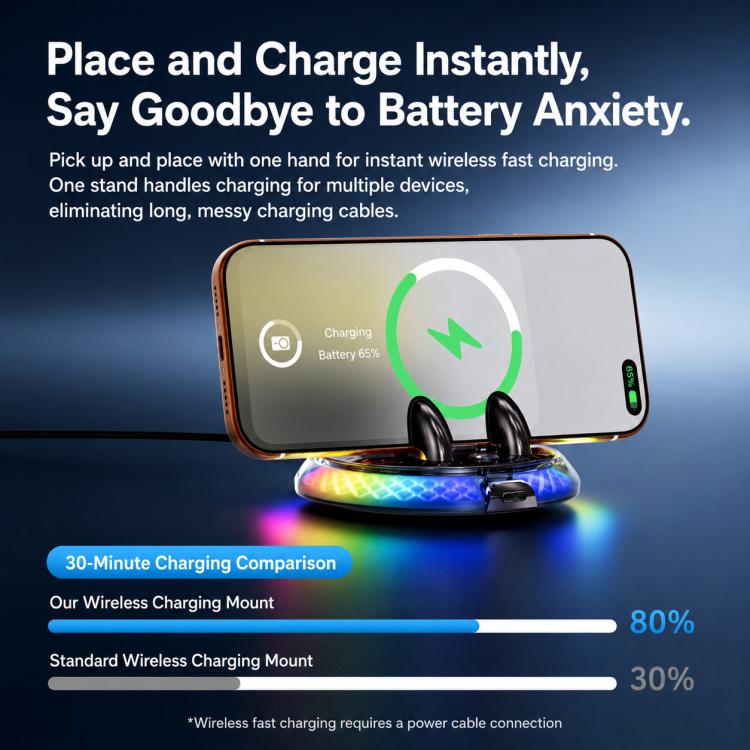 D9 Self-adhesive Rotating Base Car Wireless Charging Phone Holder