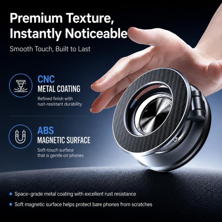 Carbon-fiber textured 360° magnetic ring phone holder with metal coating