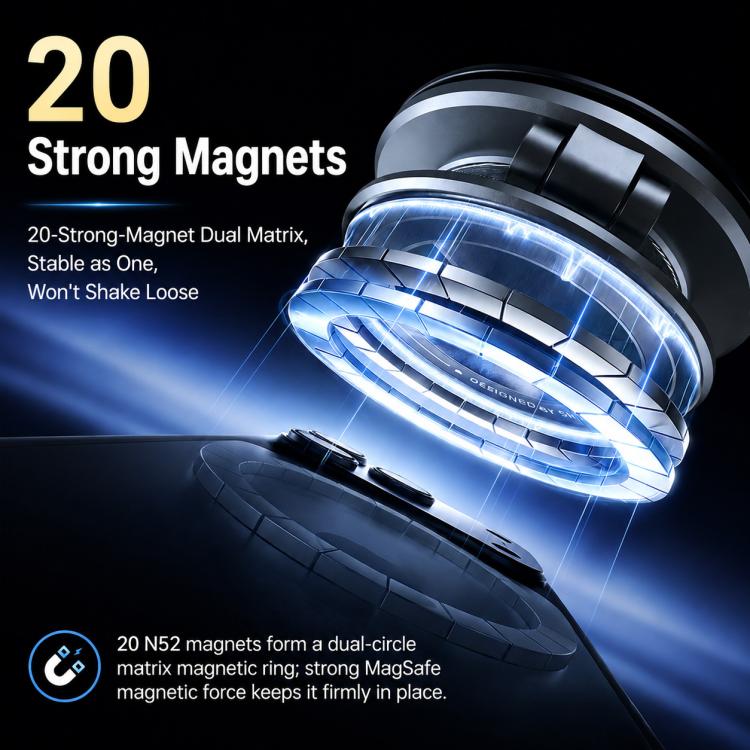 Dual-matrix magnetic phone holder with circular ring on suction base