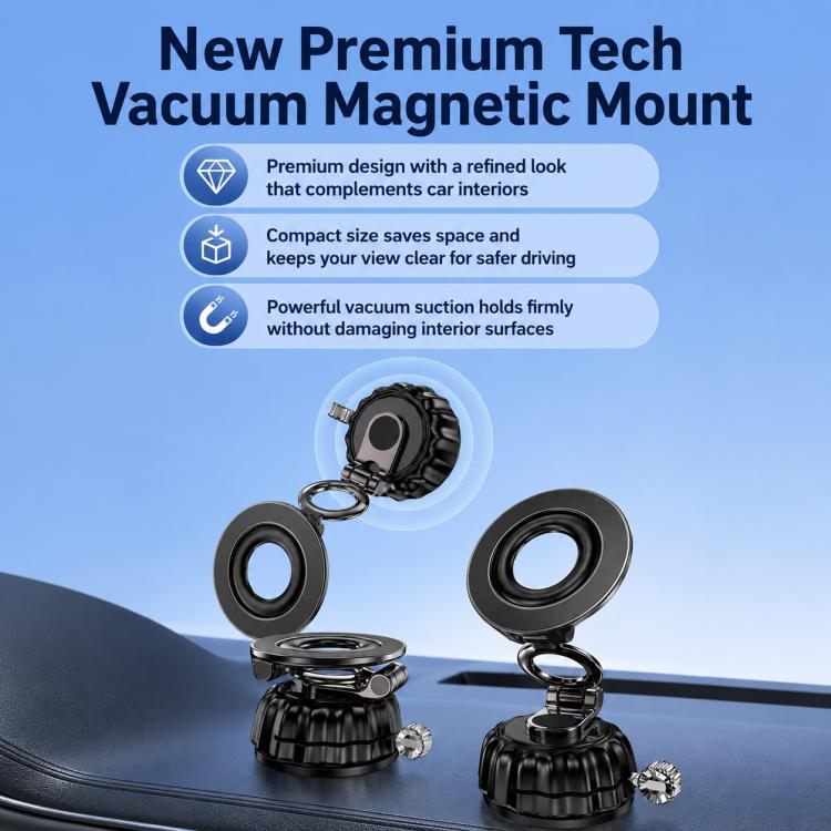 Vacuum suction cup magnetic phone mount set with round magnetic heads and swivel bases