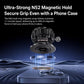 Black suction cup magnetic phone holder with round magnetic head and textured swivel base