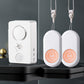 White wireless receiver and two hanging oval call buttons with orange CALL badges.