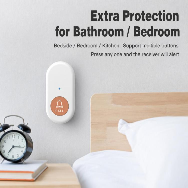 XY-808 Adjustable Volume Wireless Waterproof Doorbell Elderly Call Device, US Plug, EU Plug