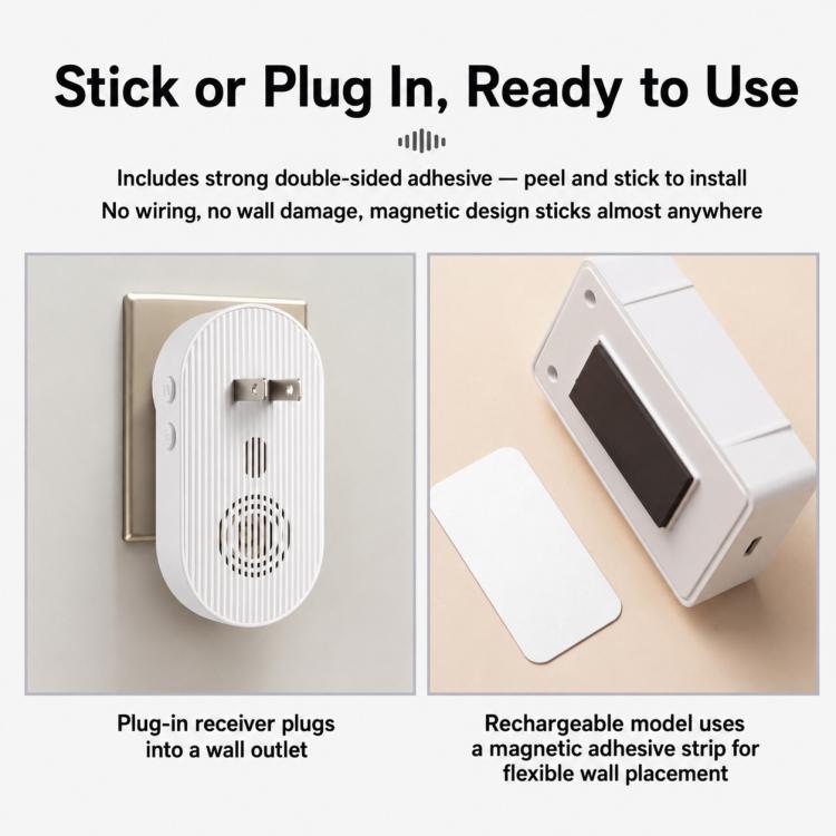 XY-808 Adjustable Volume Wireless Waterproof Doorbell Elderly Call Device, US Plug, EU Plug