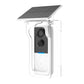 Transparent outdoor solar rain cover with solar panel and visible doorbell camera window