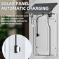 Transparent outdoor solar rain cover with top solar panel and clear hinged doorbell cover