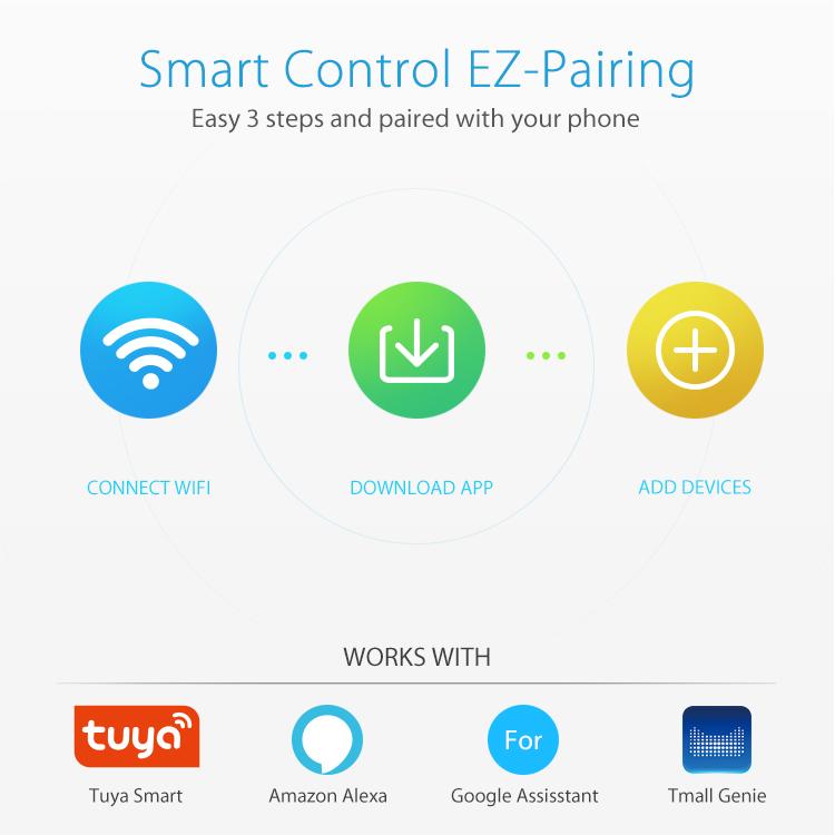 WiFi smart water valve EZ-Pairing screen with white valve body and brass ends
