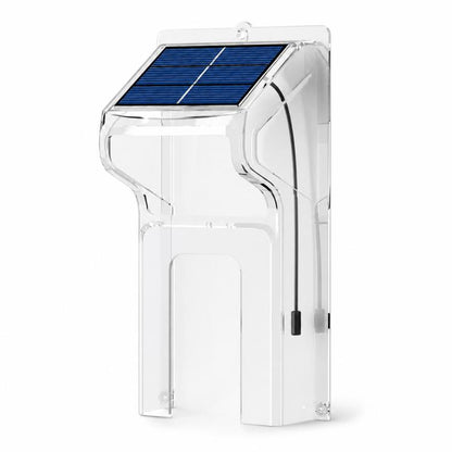 Transparent solar rain cover with solar panel and front doorbell window