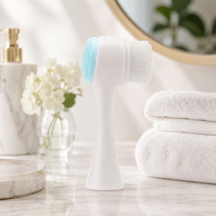 Manual Double-Sided Silicone Facial Cleansing Brush, Soft Face Scrubber and Massage Tool
