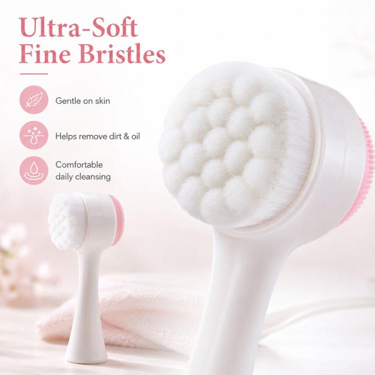 Manual Double-Sided Silicone Facial Cleansing Brush, Soft Face Scrubber and Massage Tool
