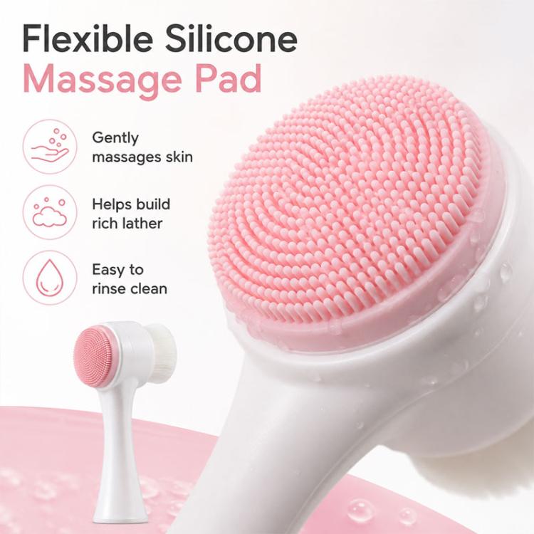 Manual Double-Sided Silicone Facial Cleansing Brush, Soft Face Scrubber and Massage Tool