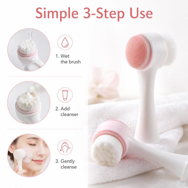 Manual Double-Sided Silicone Facial Cleansing Brush, Soft Face Scrubber and Massage Tool