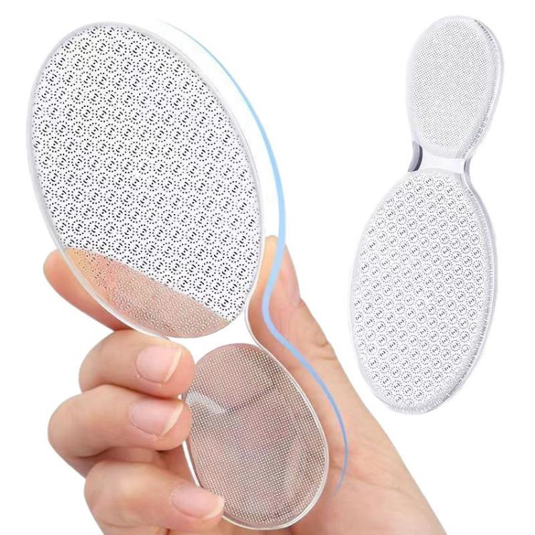 Dual-headed nano glass foot file with light abrasive pads for rough heel and callus care