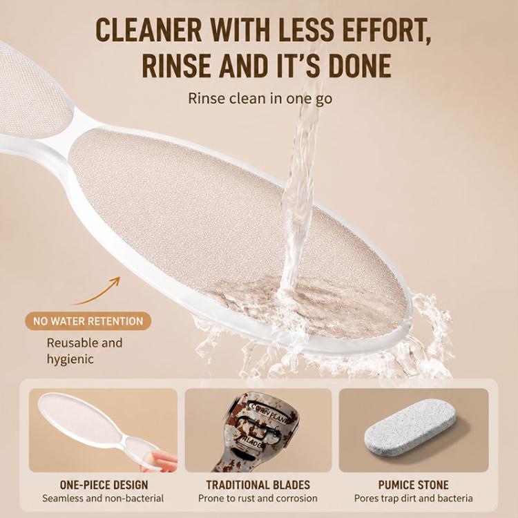 Nano glass foot file with oval abrasive pad for easy rinsing and clean pedicure use