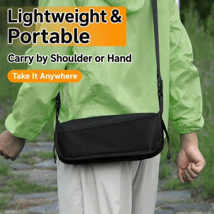 Black crossbody carry bag with adjustable strap for portable folding stool