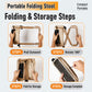 Portable folding stool with storage stand in folded and rotated steps