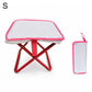 Portable folding stool with zip storage bag, red frame with white/pink-trim seat
