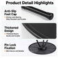 Camping table base detail with anti-slip foot cap and thickened board
