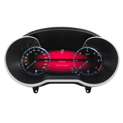 Car digital instrument cluster with dual circular speed and odometer gauges