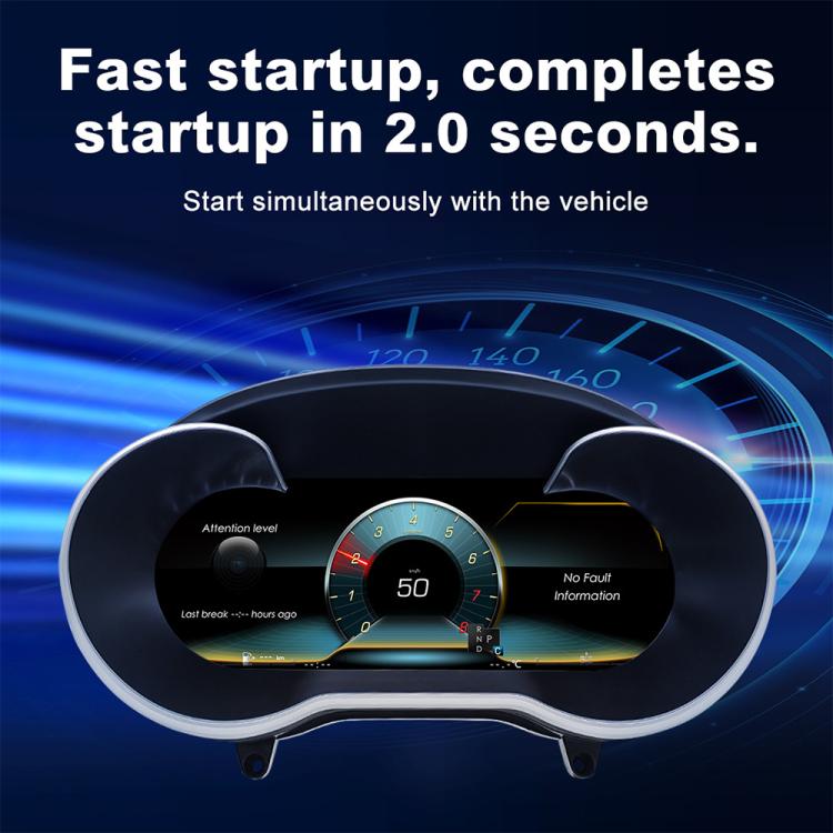 Car LCD speedometer display cluster with gear indicator and red speed dial